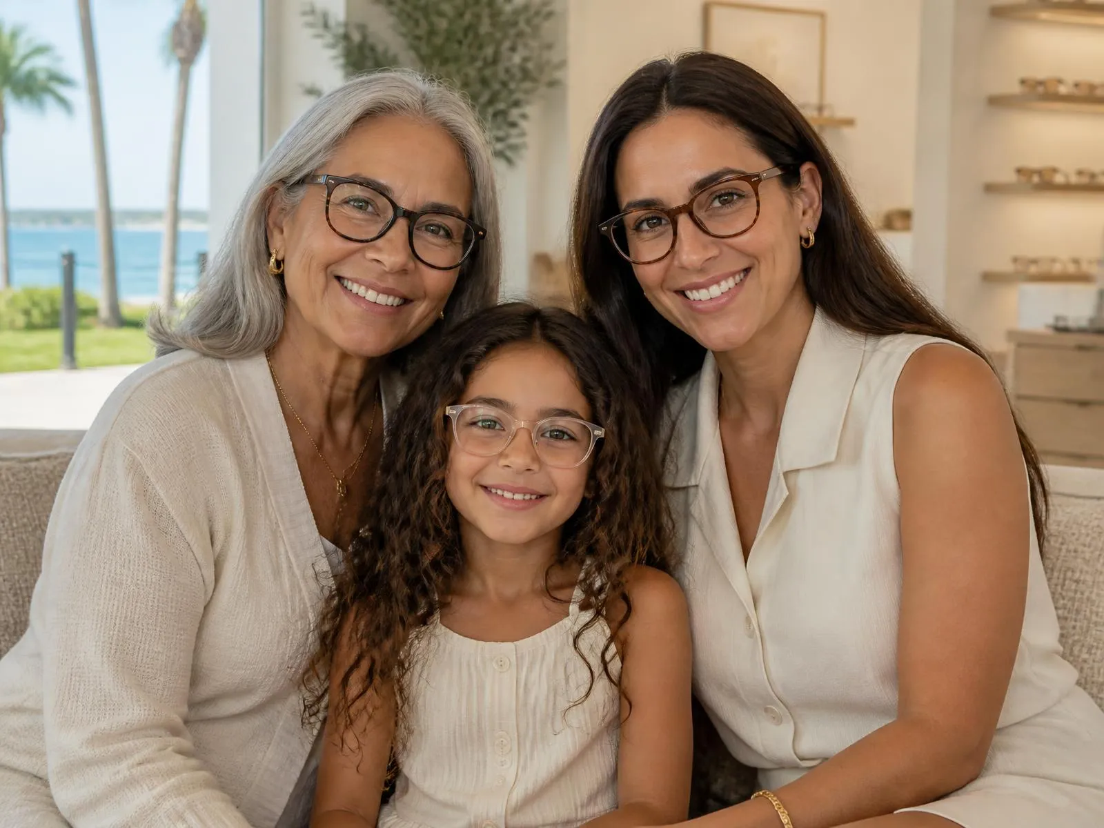 Multigenerational family representing vision care at every stage of life in Lake Worth Beach